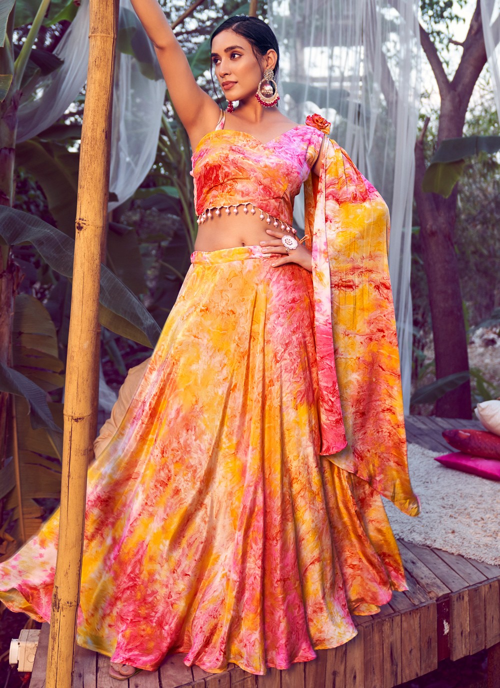 Printed Silk A - Line Lehenga - L0934