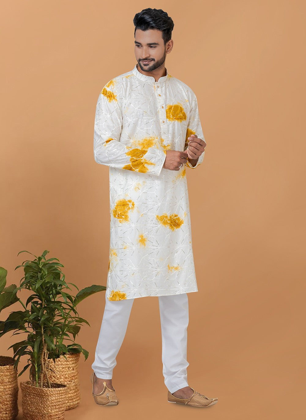 Embroidered Chanderi Multi Colour Kurta Pyjama - M6256