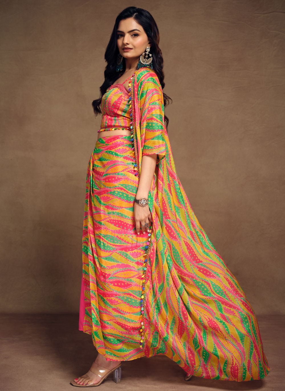 Printed Chinon, Silk A - Line Lehenga - L1825