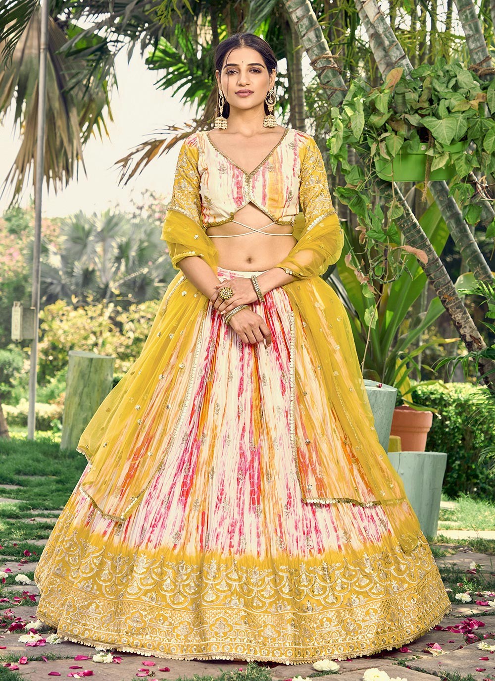 Digital Print Chinon A - Line Lehenga - L1714