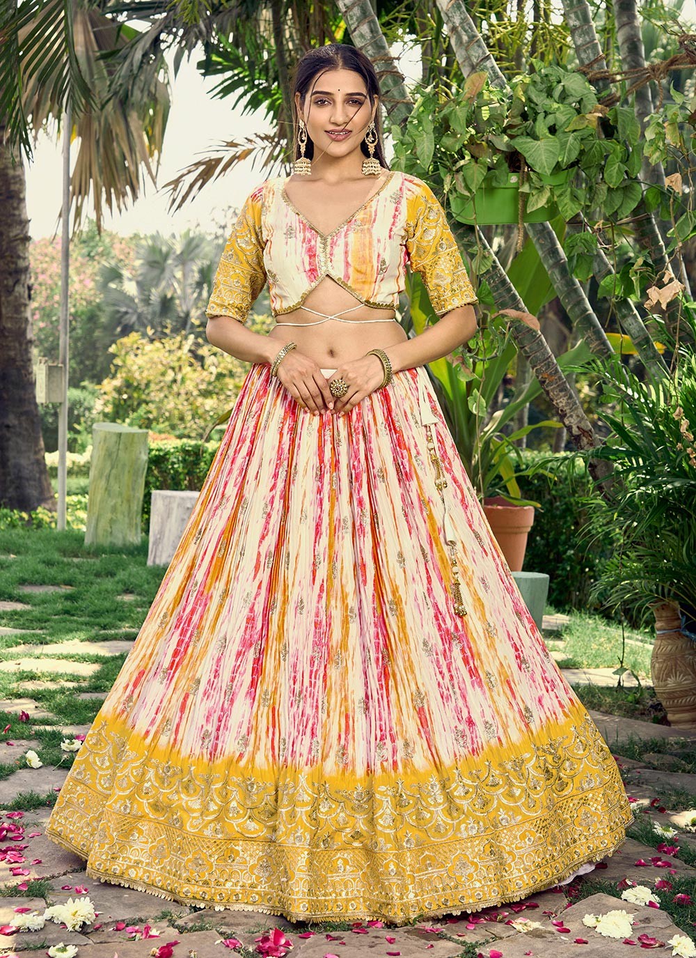 Digital Print Chinon A - Line Lehenga - L1714