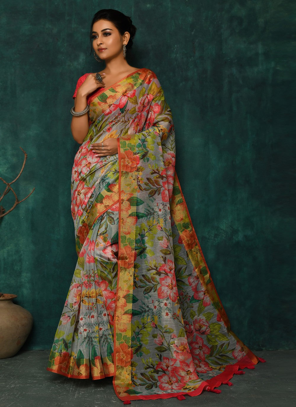 Classic Digital Print Faux Georgette Saree - S2174