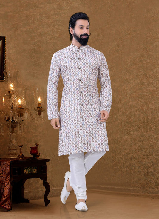 Digital Print Cotton Multi Colour Kurta Pyjama - M3960