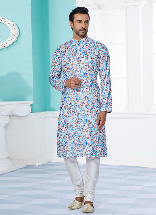 Digital Print Cotton Multi Colour Kurta Pyjama - M5064