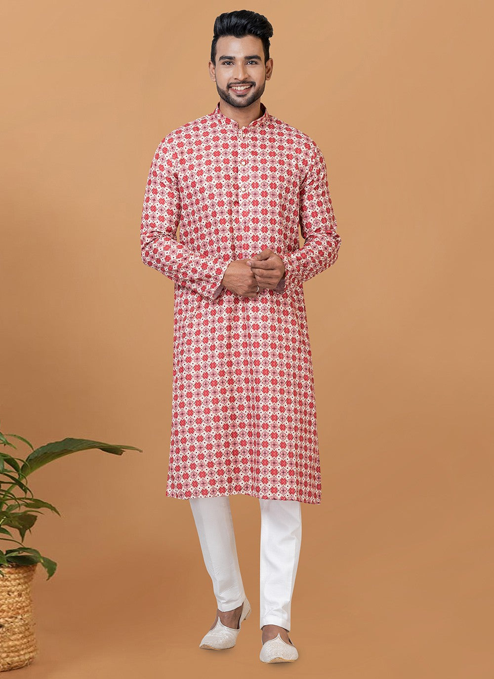 Digital Print Cotton Multi Colour Kurta Pyjama - M5905