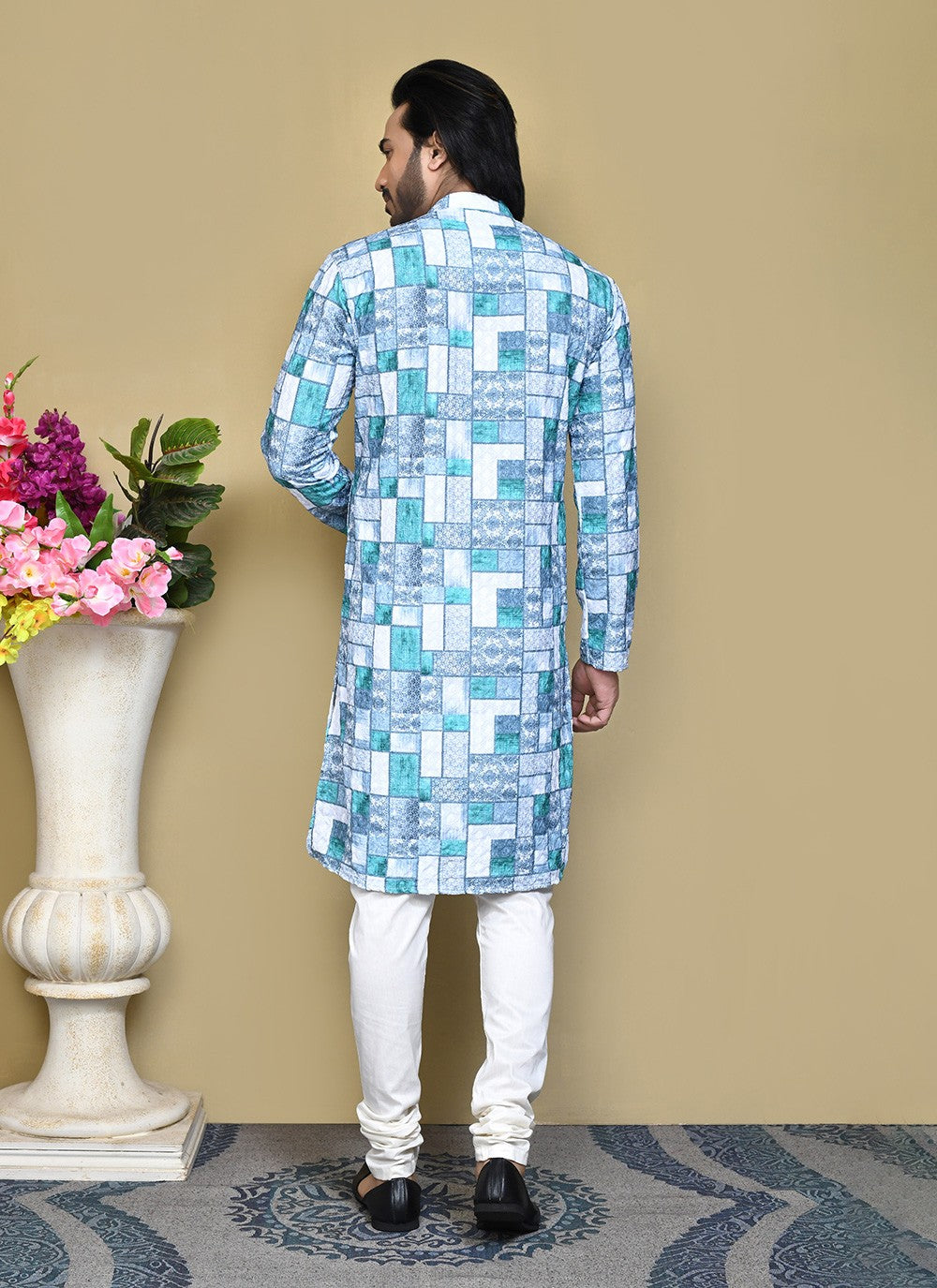 Printed Cotton Multi Colour Kurta Pyjama - M7789