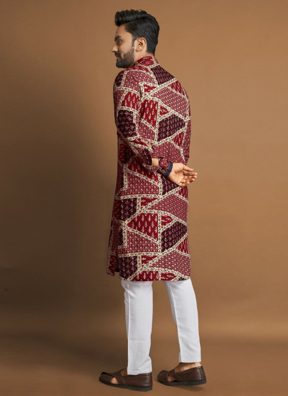 Foliage Prints Cotton Multi Colour Kurta Pyjama - M8322