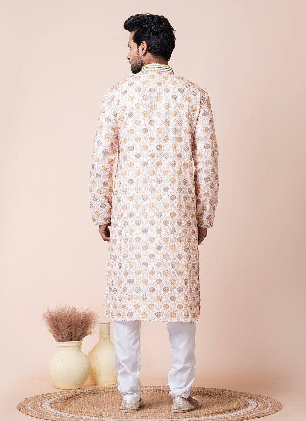 Printed Cotton Multi Colour Kurta Pyjama - M8576