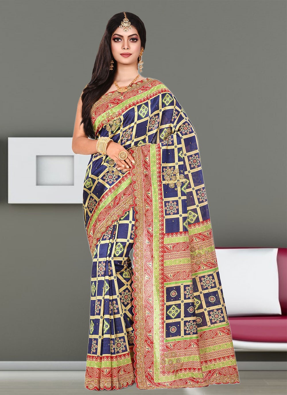 Trendy Hand Embroidery Georgette Saree - S1806