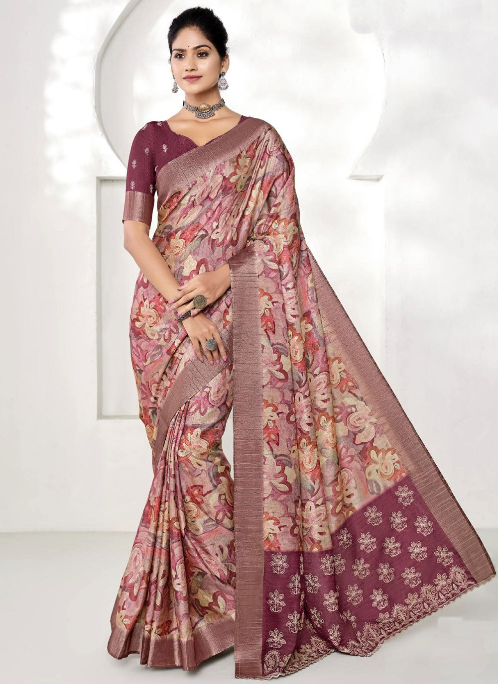 Classic Printed Art Silk Saree - S9203