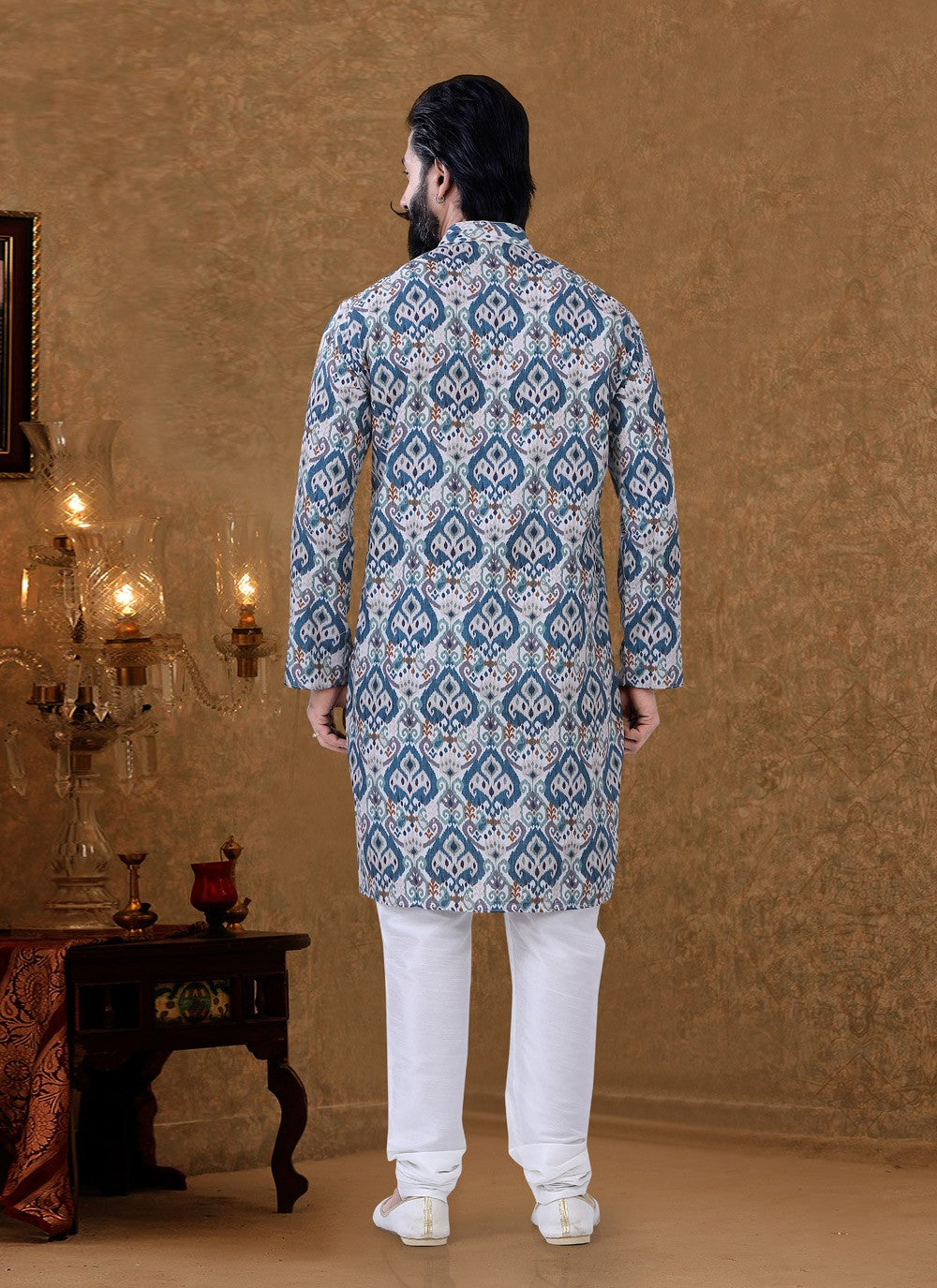 Digital Print Cotton Multi Colour Kurta Pyjama - M3970