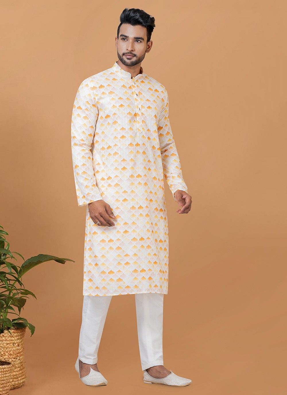 Digital Print Cotton Multi Colour Kurta Pyjama - M5916