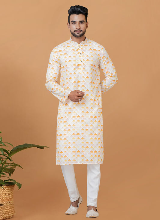 Digital Print Cotton Multi Colour Kurta Pyjama - M5916