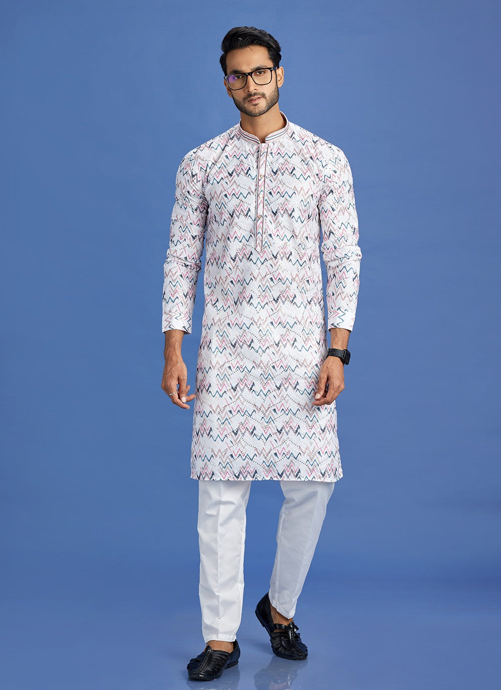 Digital Print Cotton Multi Colour Kurta Pyjama - M6932