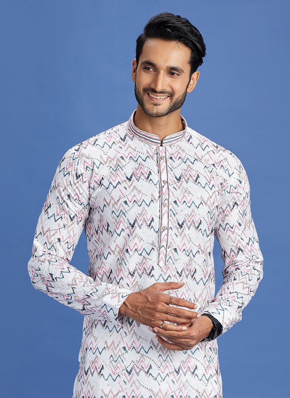 Digital Print Cotton Multi Colour Kurta Pyjama - M6932