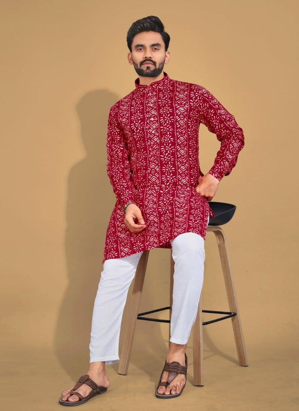 Foliage Prints Cotton Multi Colour Kurta Pyjama - M8334