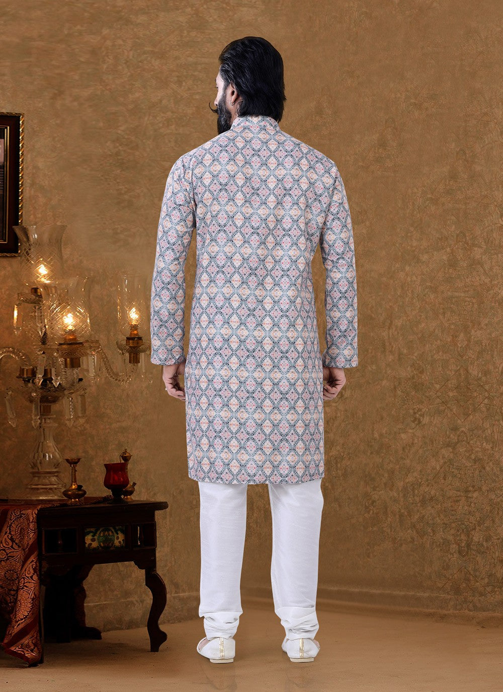 Digital Print Cotton Multi Colour Kurta Pyjama - M3968