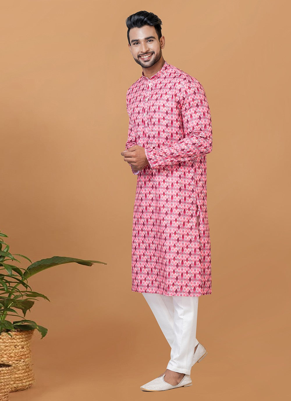 Digital Print Cotton Multi Colour Kurta Pyjama - M5933