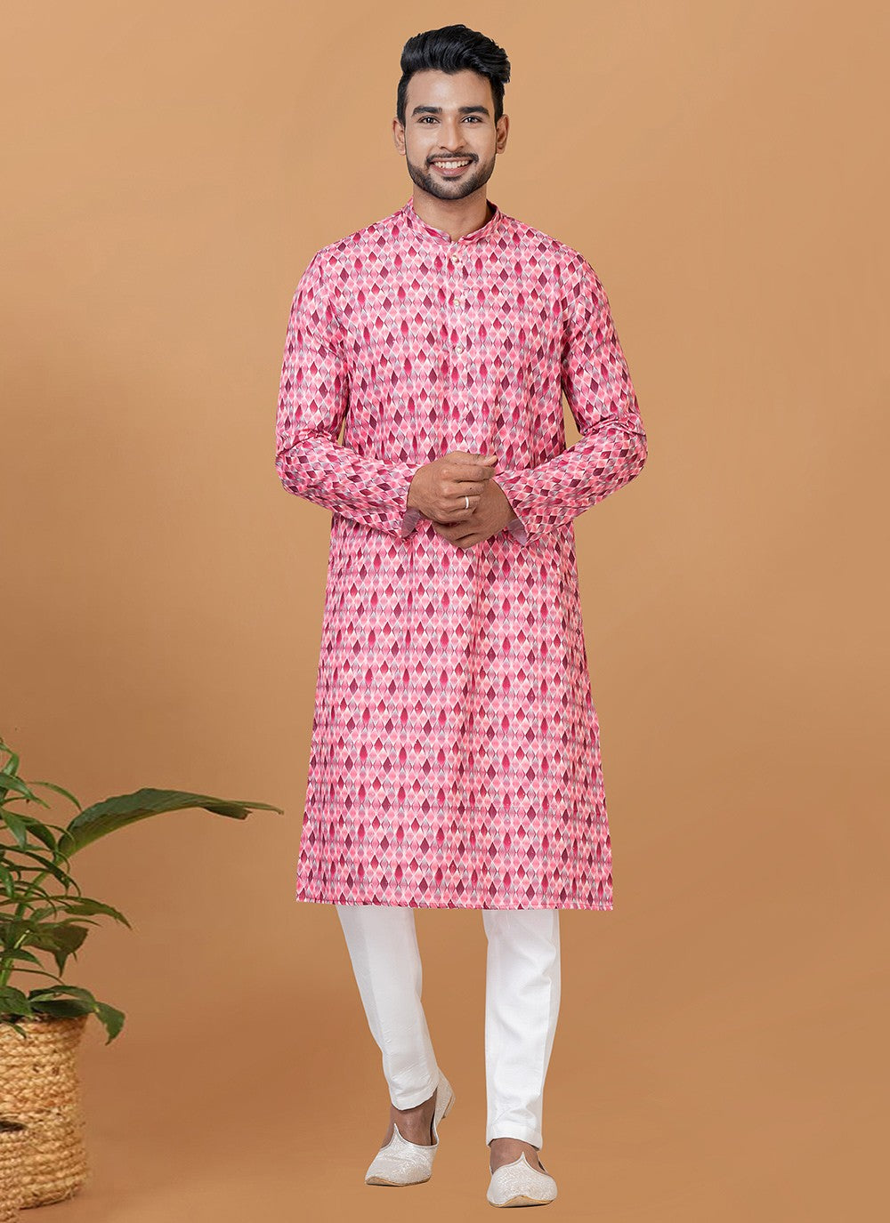 Digital Print Cotton Multi Colour Kurta Pyjama - M5933