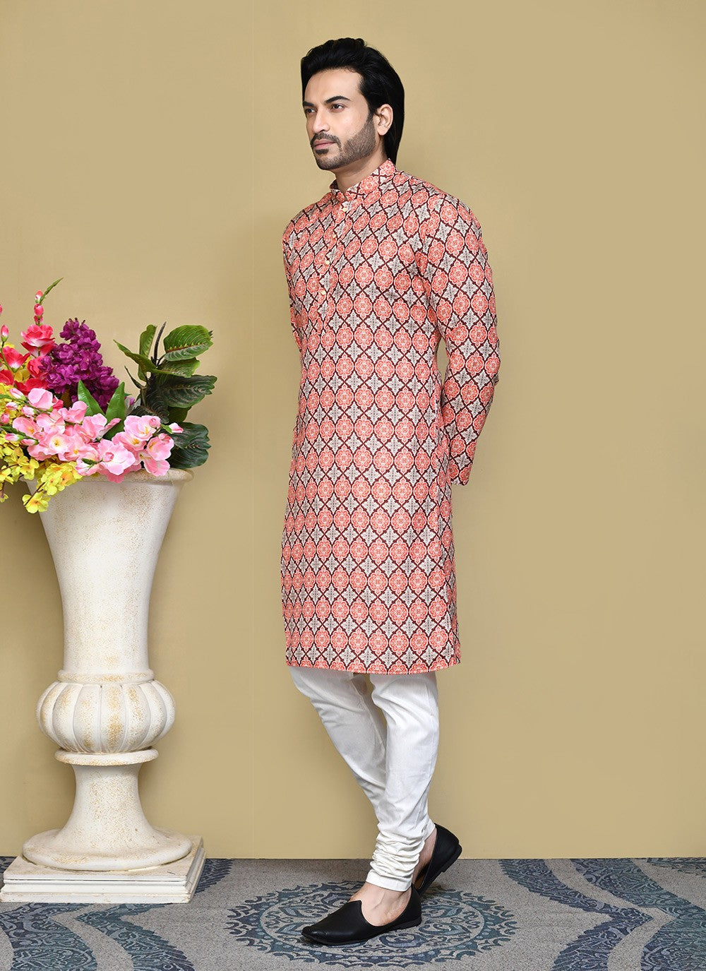 Printed Cotton , Rayon Multi Colour Kurta Pyjama - M7809