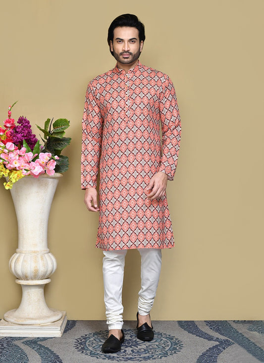 Printed Cotton , Rayon Multi Colour Kurta Pyjama - M7809