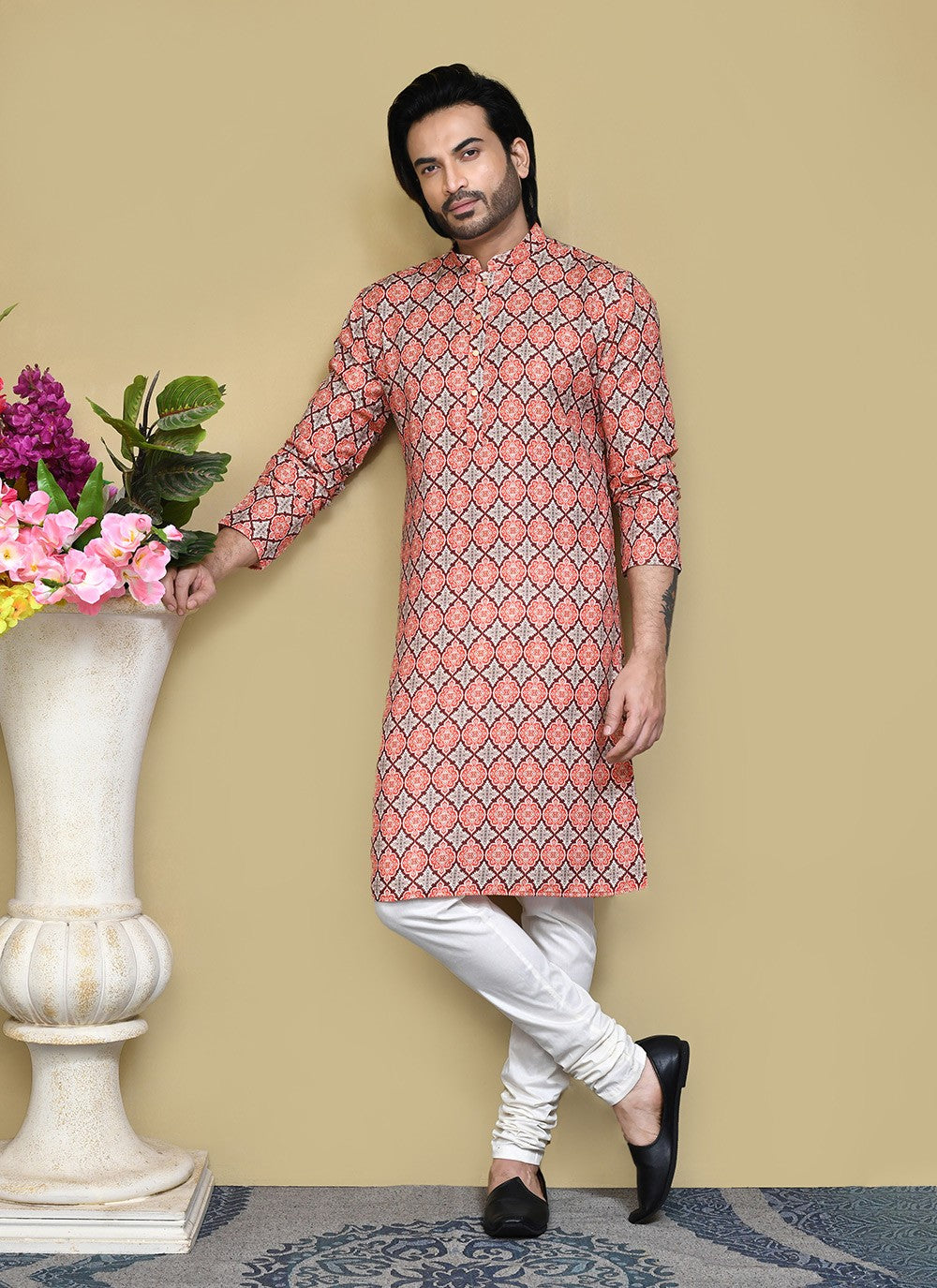 Printed Cotton , Rayon Multi Colour Kurta Pyjama - M7809