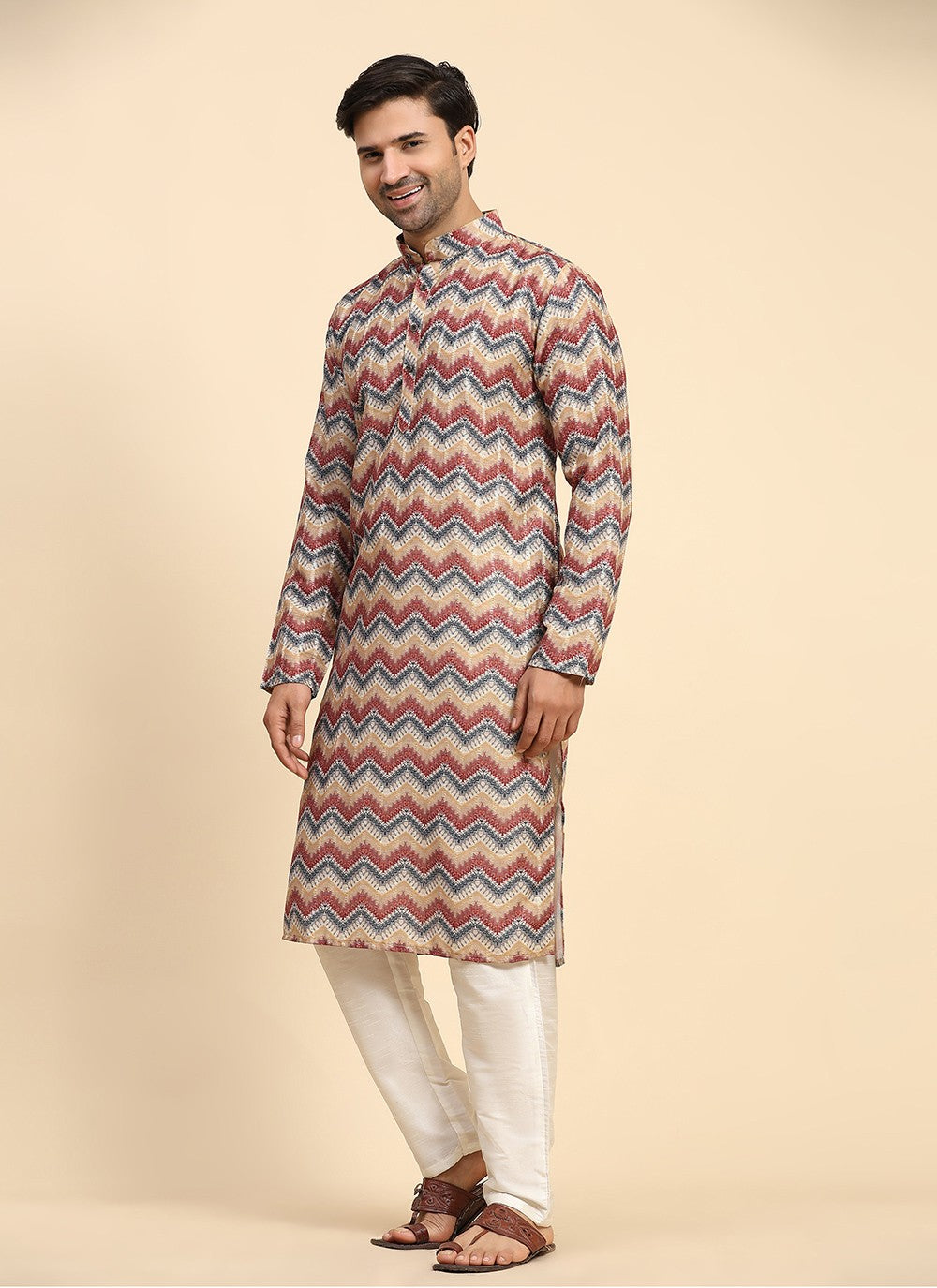 Digital Print Cotton Multi Colour Kurta Pyjama - M8146