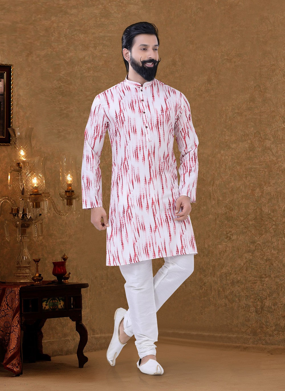 Digital Print Cotton Multi Colour Kurta Pyjama - M3975