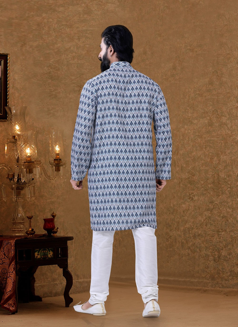 Digital Print Cotton Multi Colour Kurta Pyjama - M3978