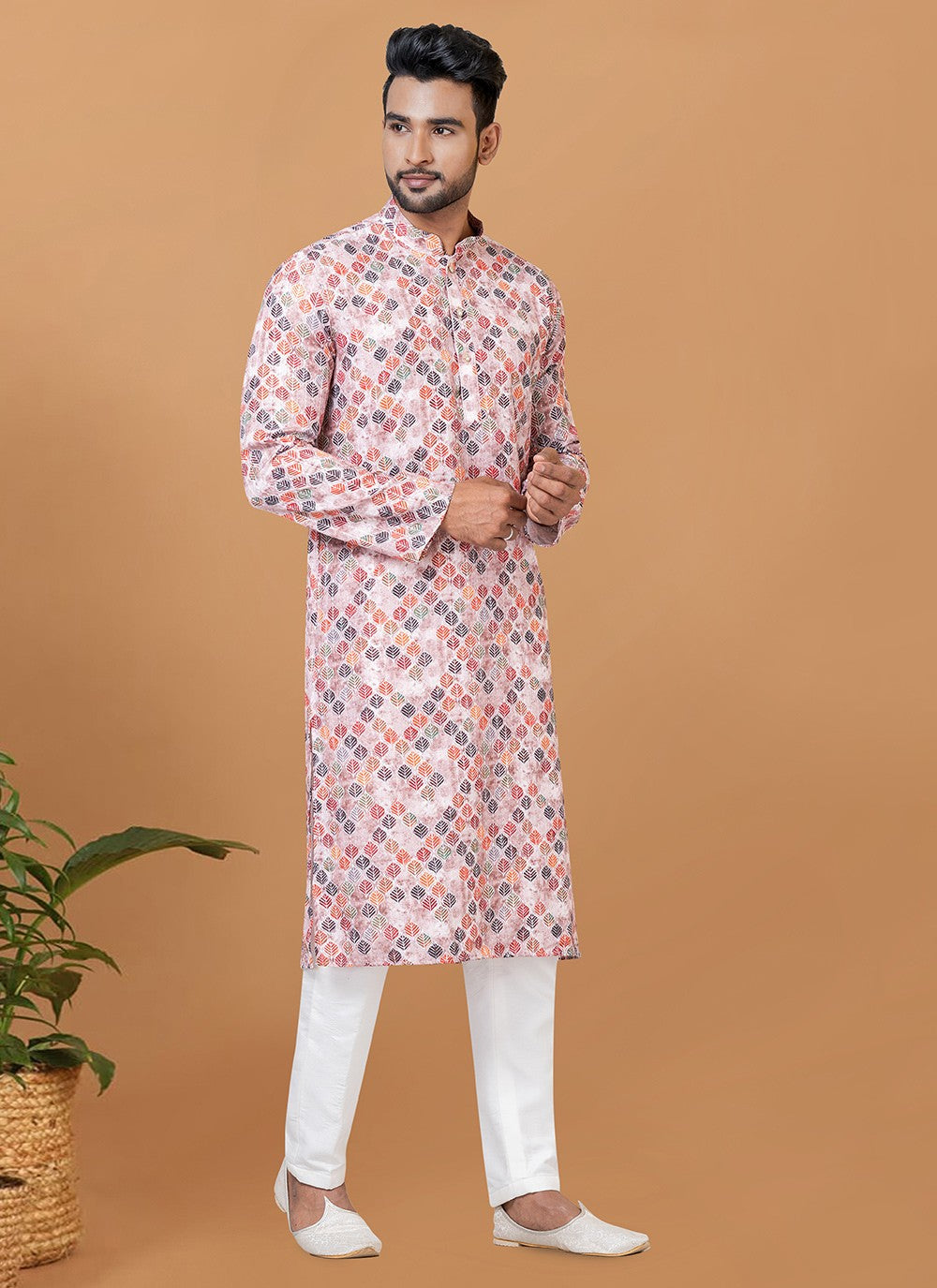 Digital Print Cotton Multi Colour Kurta Pyjama - M5915