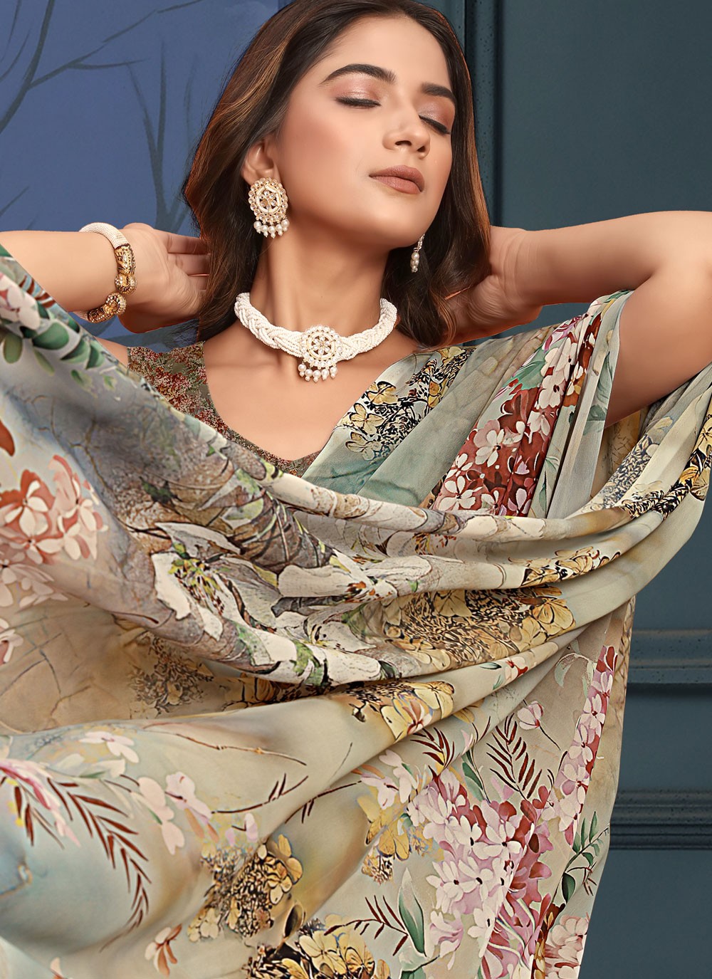 Classic Digital Print Weight Less Saree - S9155