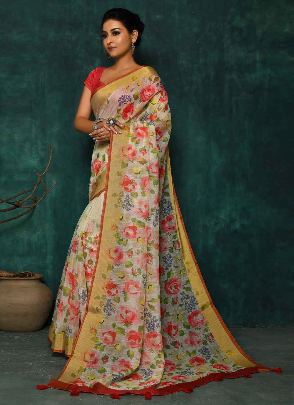 Classic Digital Print Faux Georgette Saree - S2174