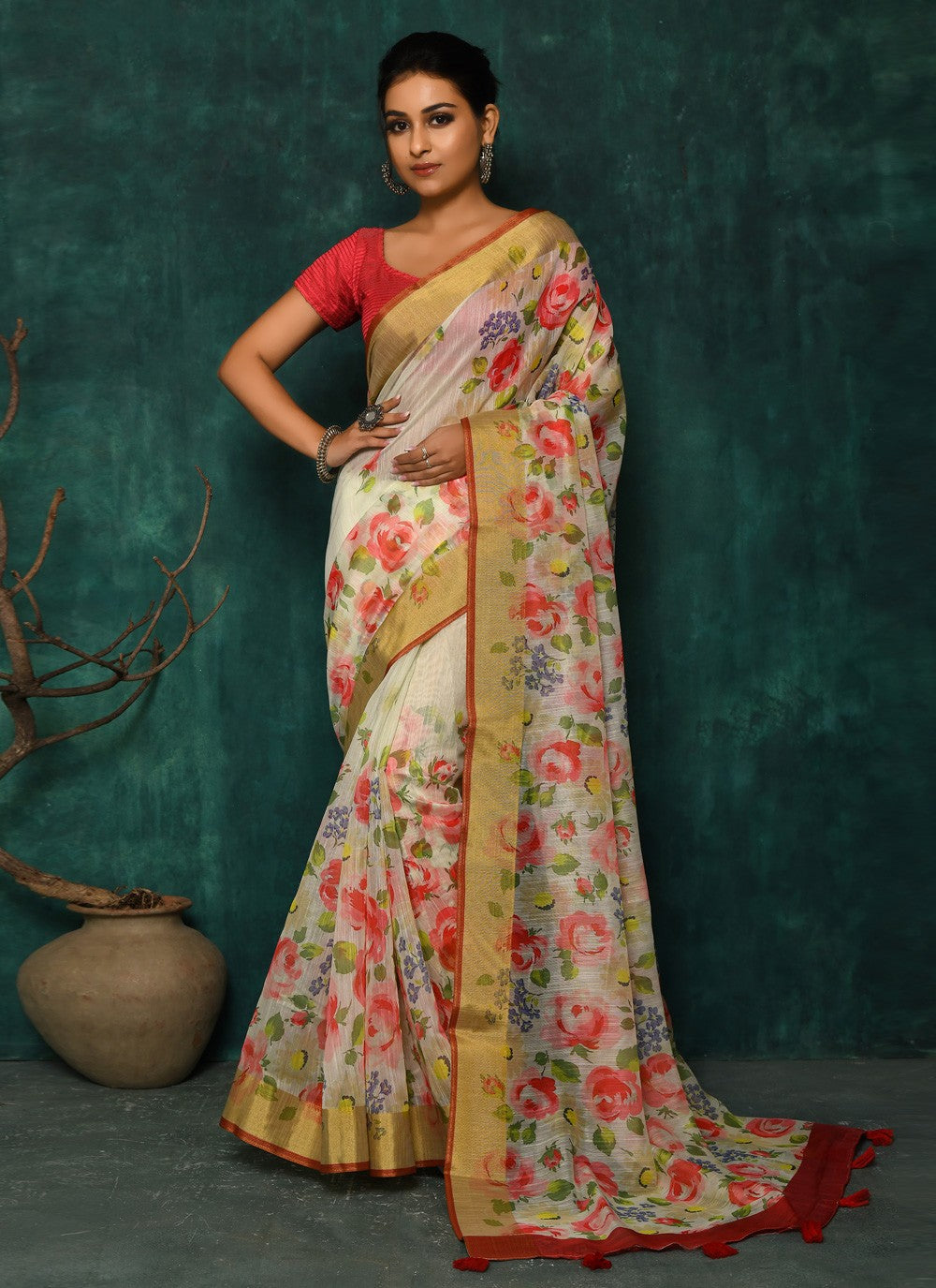 Classic Digital Print Faux Georgette Saree - S2174