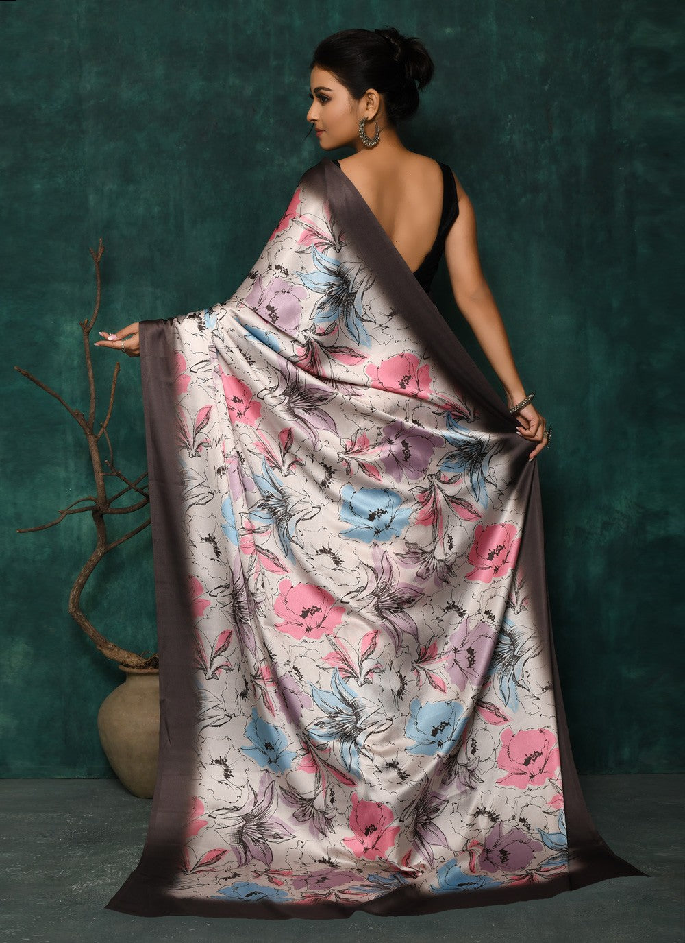 Classic Digital Print Faux Georgette Saree - S2174