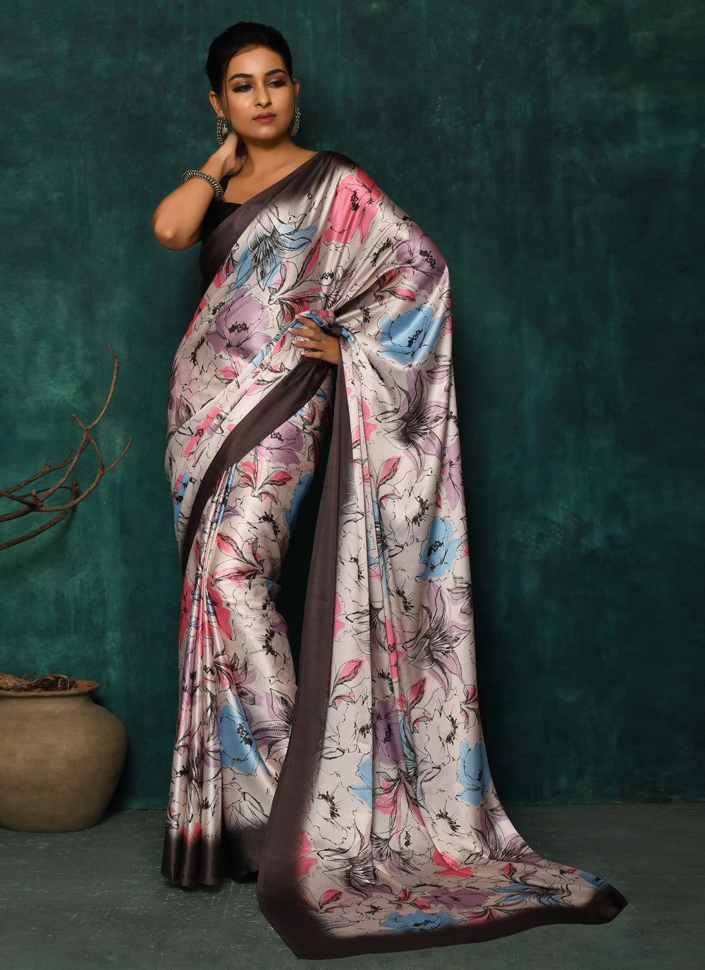 Classic Digital Print Faux Georgette Saree - S2174