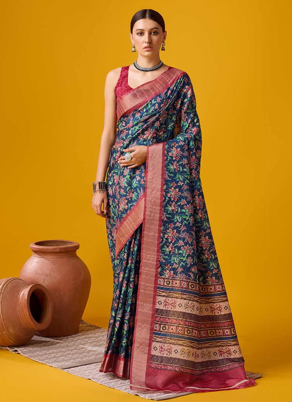 Classic Digital Print Cotton Saree - S6142