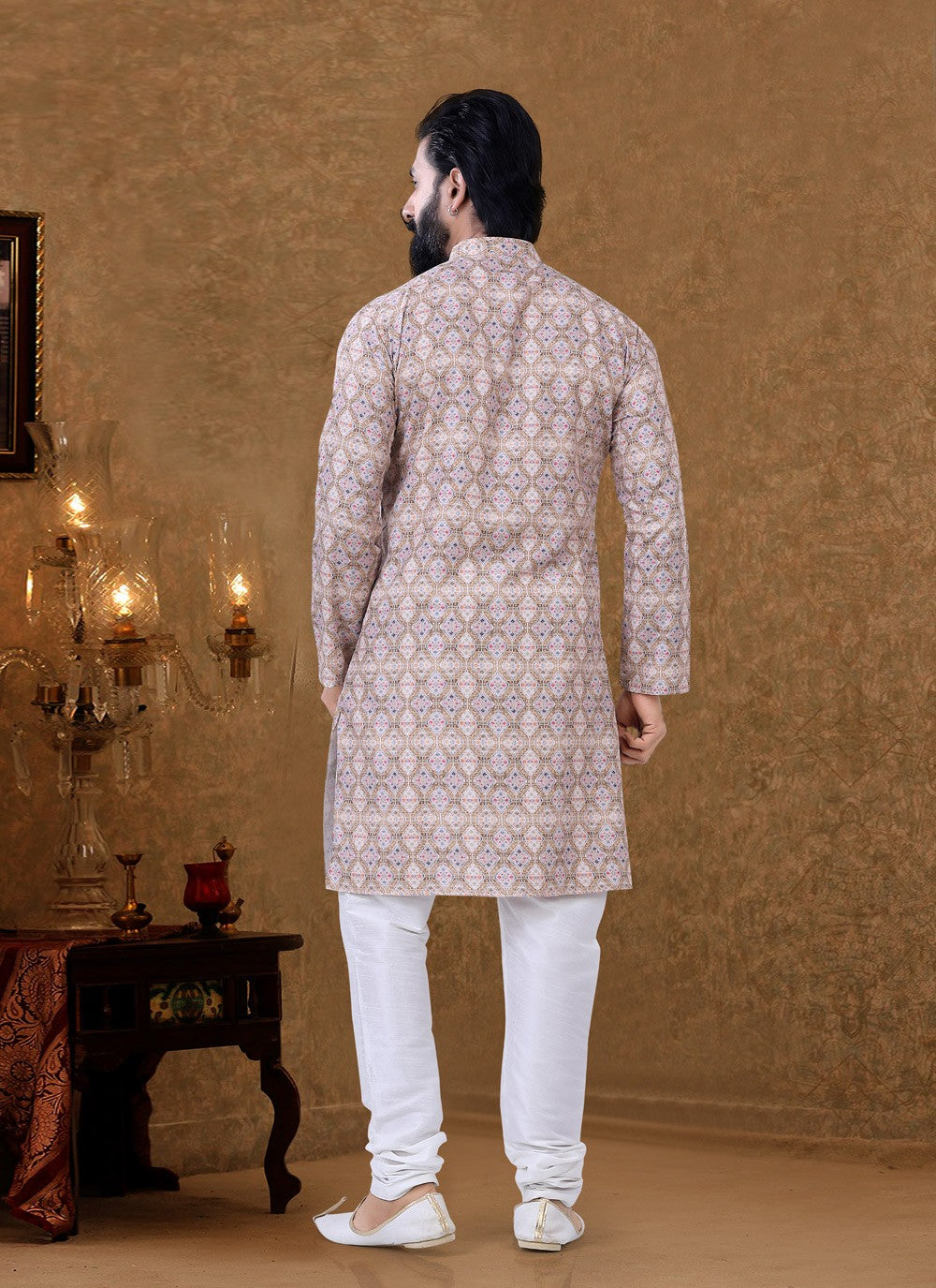 Digital Print Cotton Multi Colour Kurta Pyjama - M3976