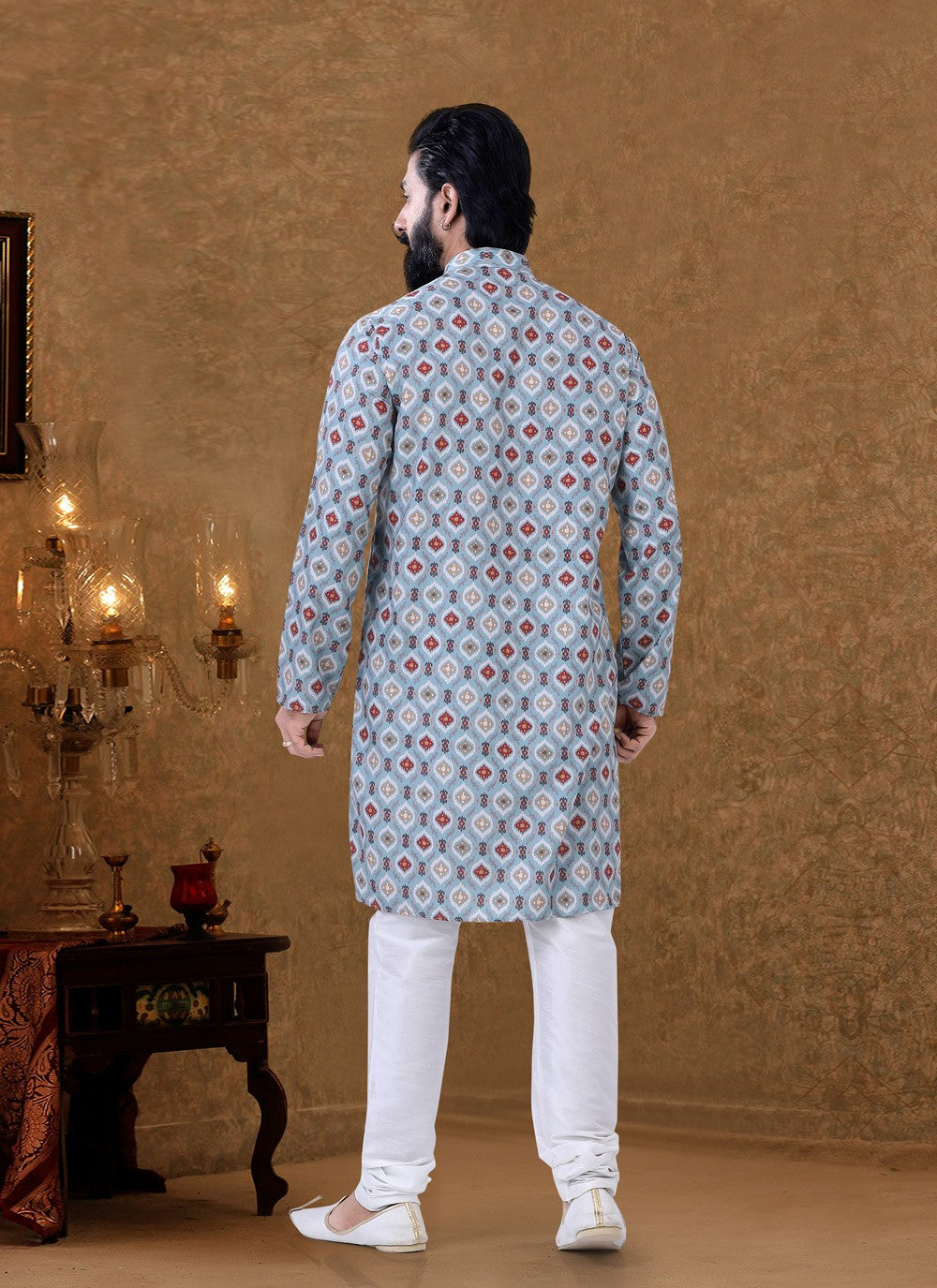 Digital Print Cotton Multi Colour Kurta Pyjama - M3979