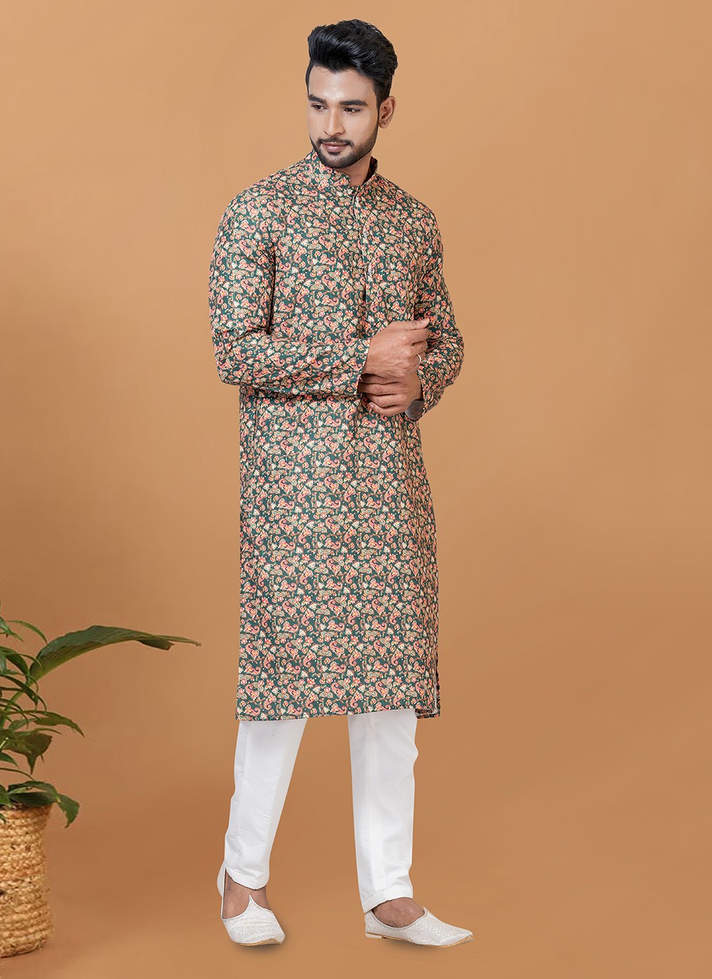 Digital Print Cotton Multi Colour Kurta Pyjama - M5920