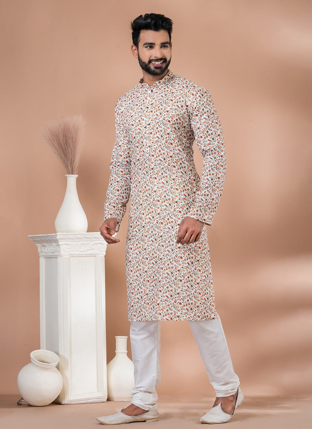 Digital Print Cotton Multi Colour Kurta Pyjama - M6995