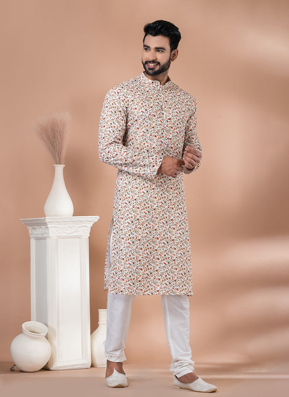 Digital Print Cotton Multi Colour Kurta Pyjama - M6995