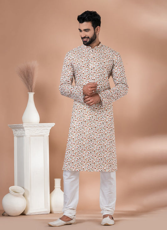 Digital Print Cotton Multi Colour Kurta Pyjama - M6995