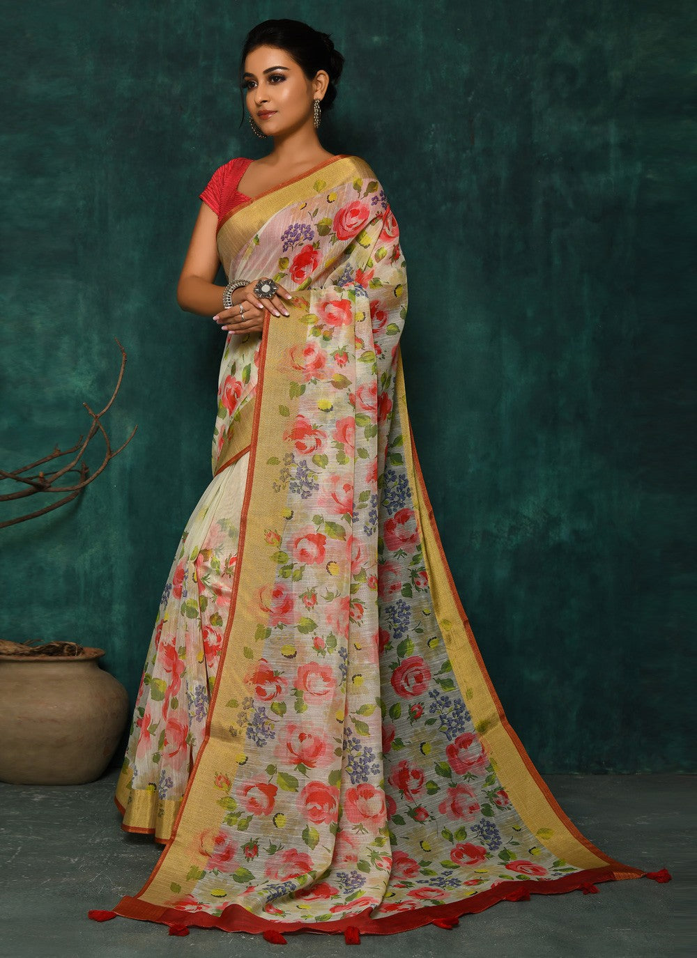 Classic Digital Print Faux Georgette Saree - S2342