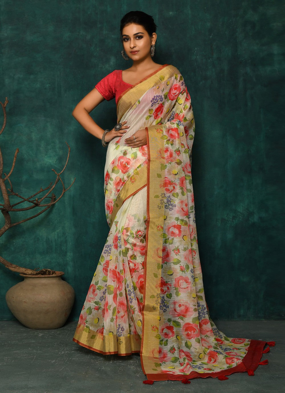 Classic Digital Print Faux Georgette Saree - S2342