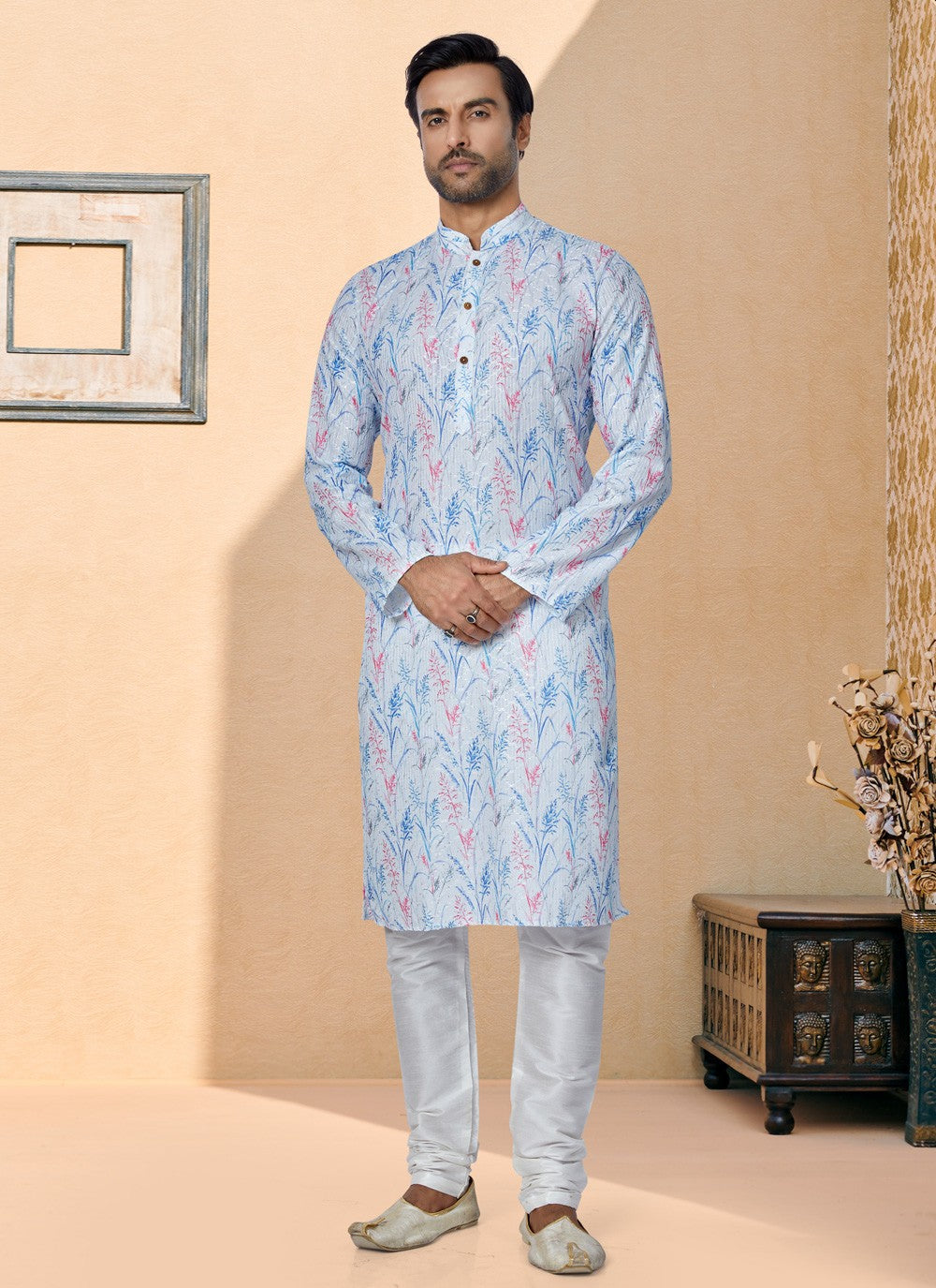 Digital Print Fancy Fabric Multi Colour Kurta Pyjama - M5100