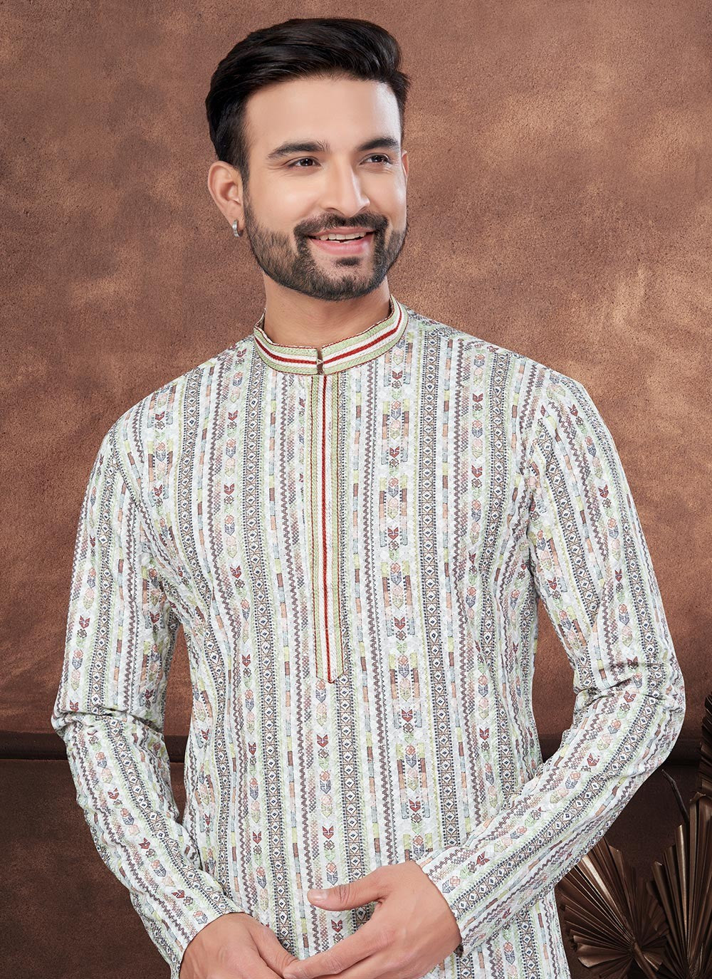 Digital Print Rayon Multi Colour Kurta Pyjama - M8703