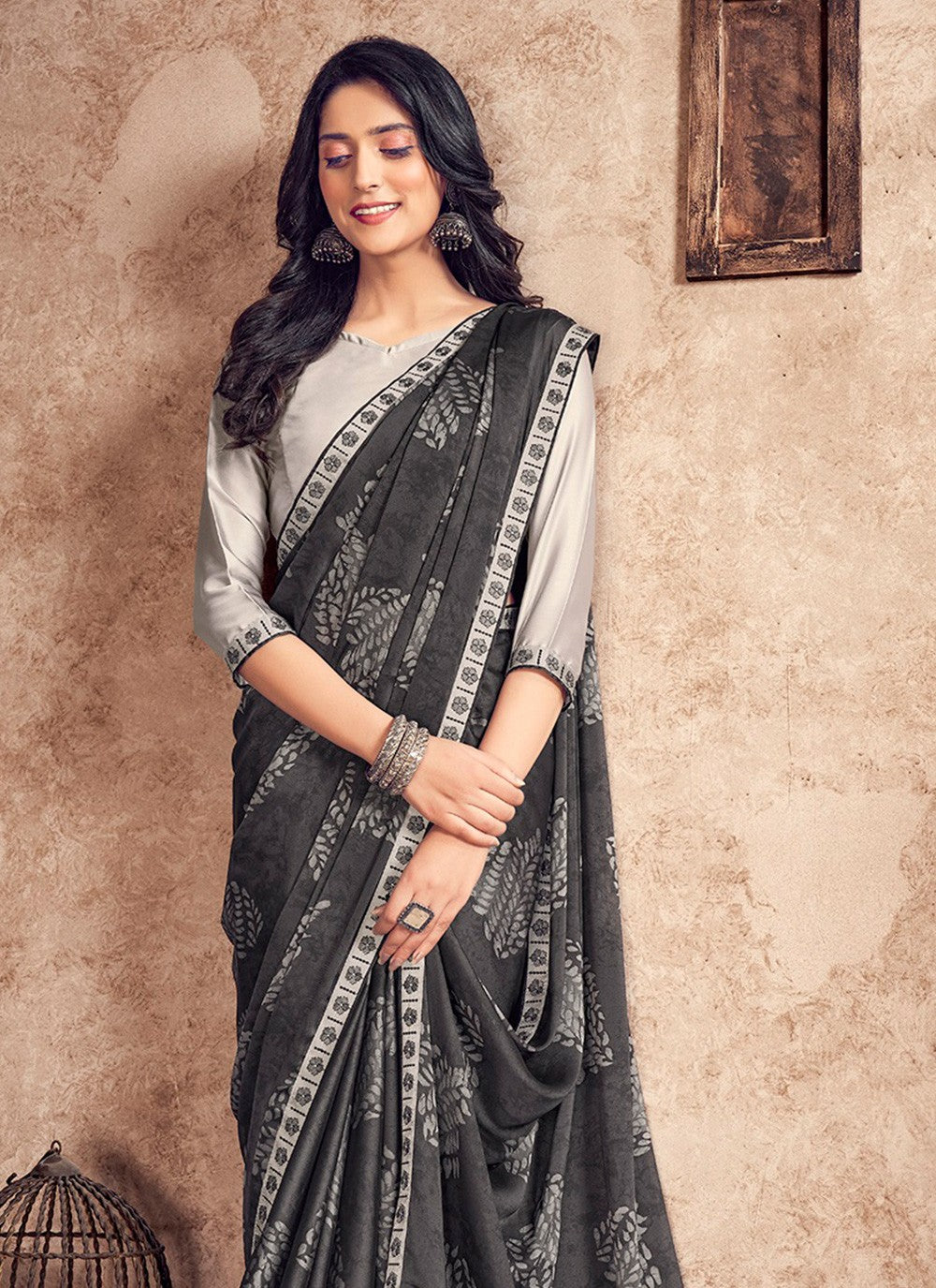 Classic Digital Print Georgette Saree - S3376