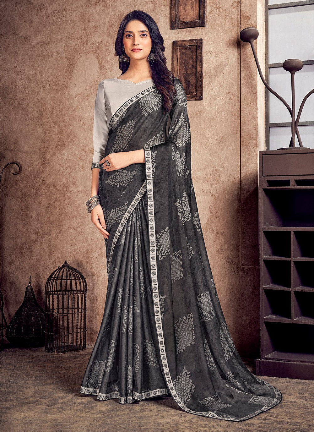 Classic Digital Print Georgette Saree - S3376