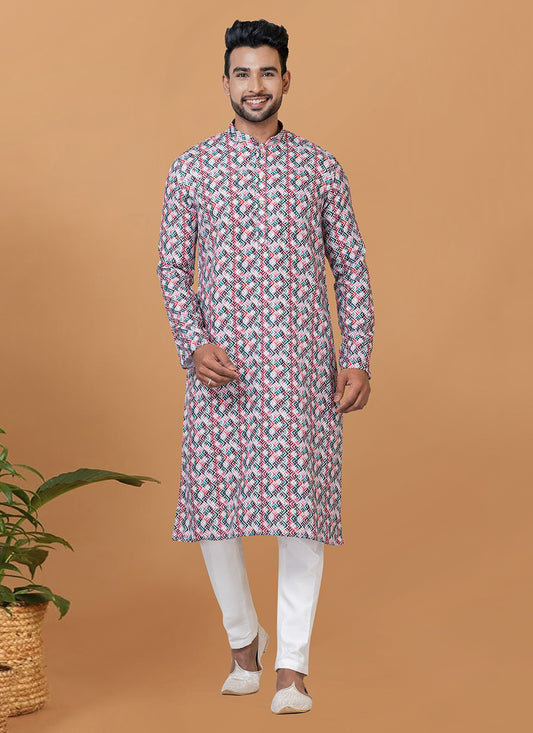 Digital Print Cotton Multi Colour Kurta Pyjama - M5911