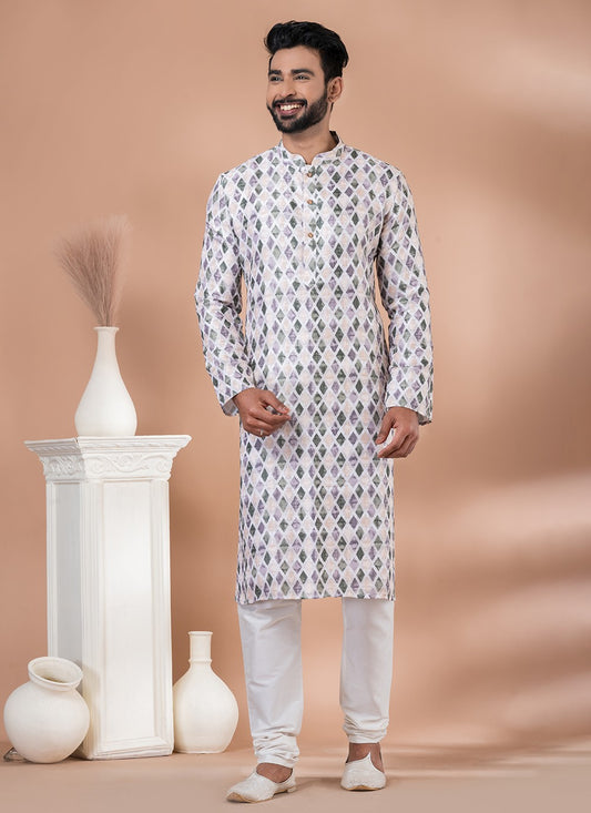 Digital Print Cotton Multi Colour Kurta Pyjama - M6991